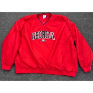 Y2K Georgia‎ Bulldogs Pullover Jacket Red NCAA Windbreaker 3XL